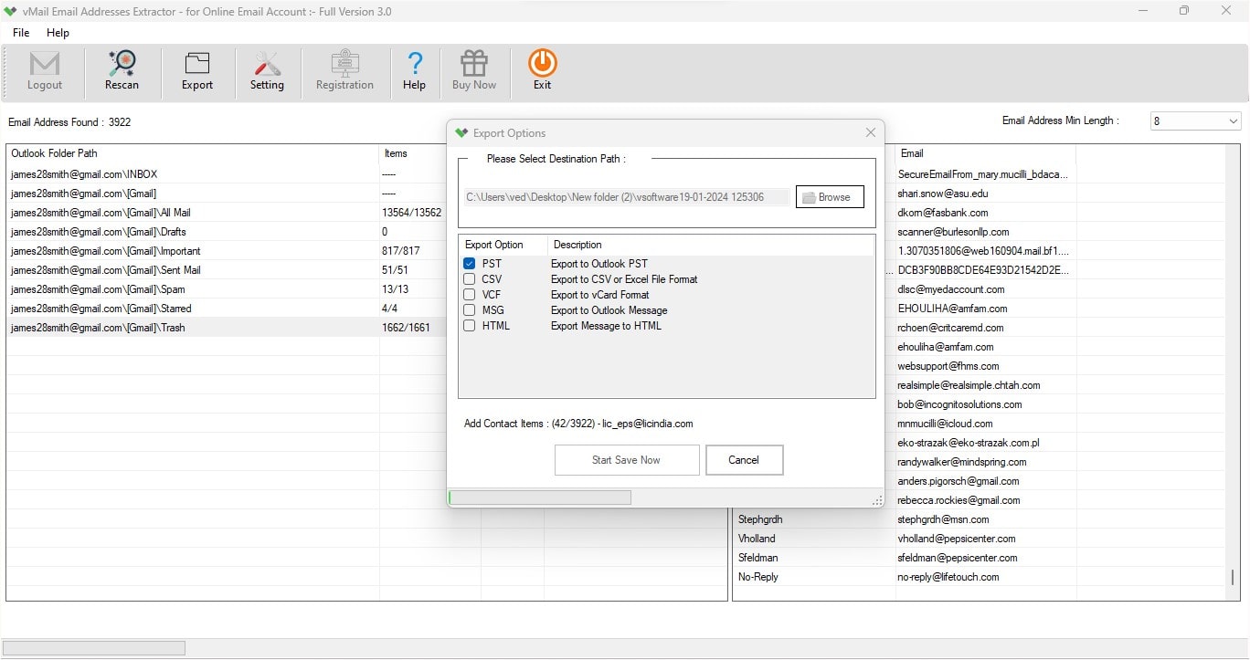 Export Option - Select Output File Format