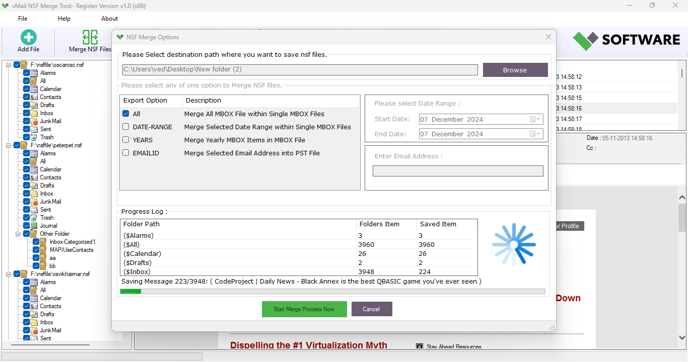 Show Outlook PST or OST File Folder Preview