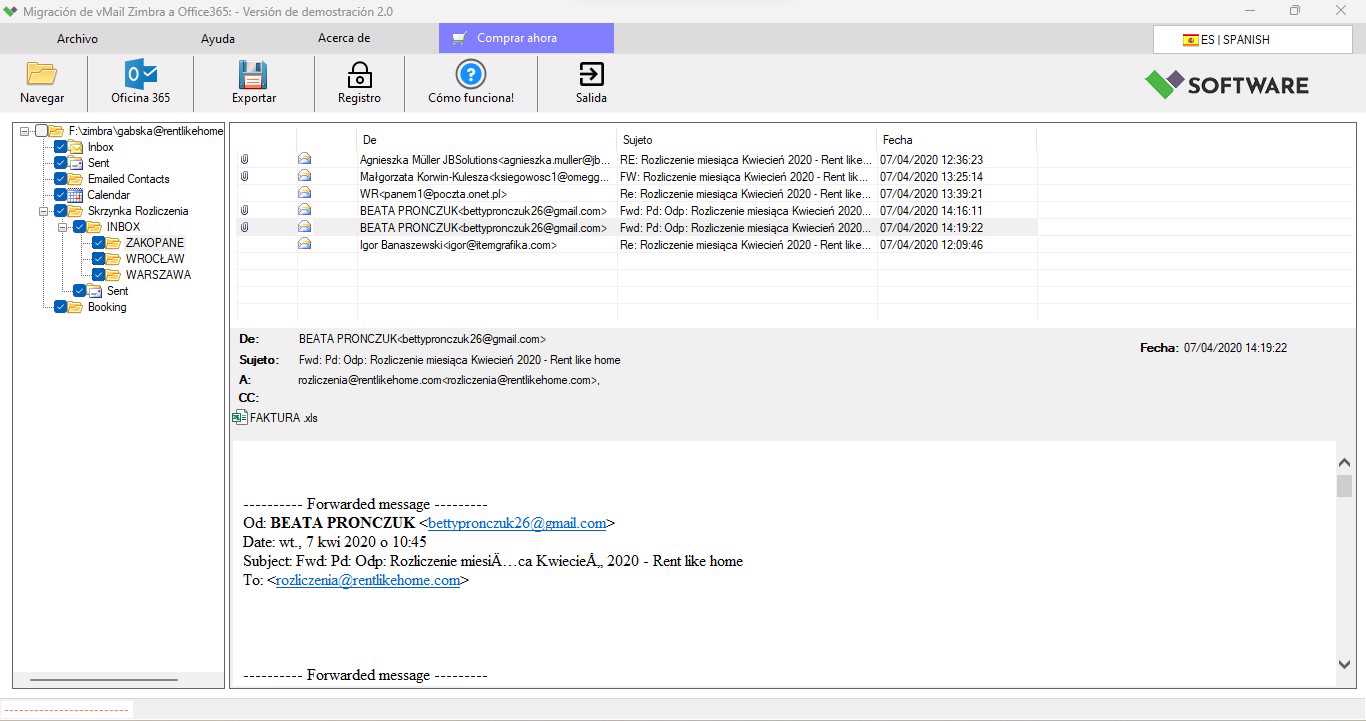 Zimbra Mail preview
